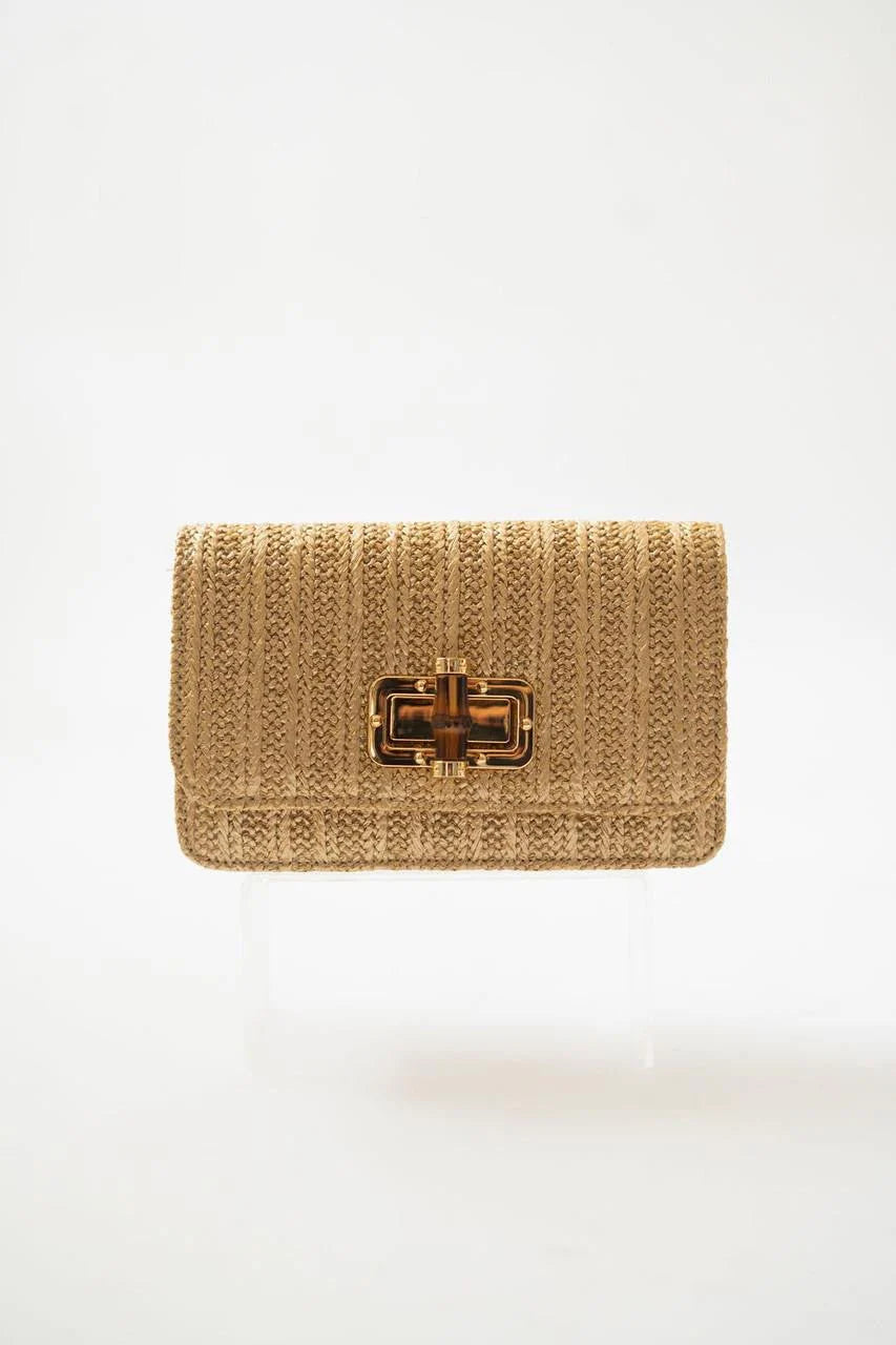 Lisi Lerch Lilly Gold Straw Clutch