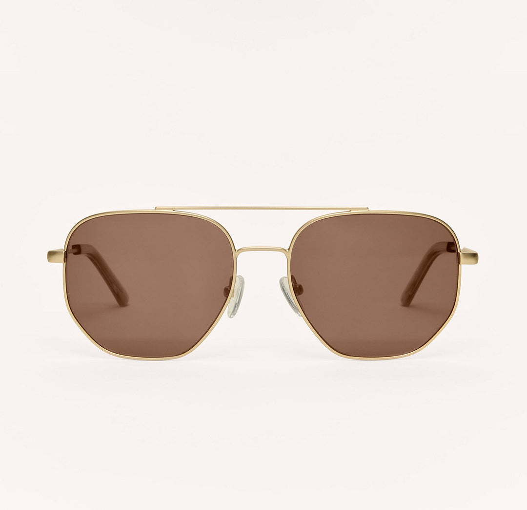 Z Supply Highway Polarized Sunglasses in Gold-Brown