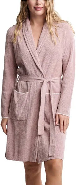 Barefoot Dreams CozyChic Ultra Lite® Contrast Scallop Ribbed Robe in Teaberry