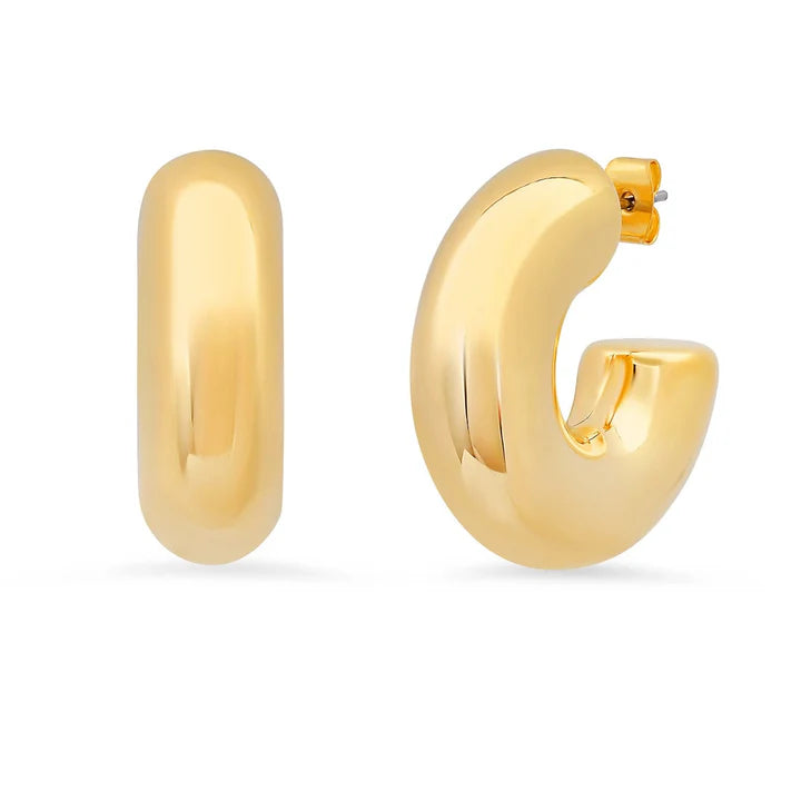 Classic Puffy 30mm Gold Hoops