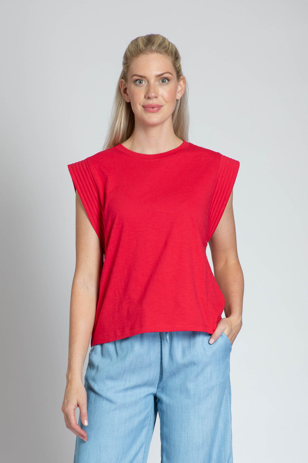 Trapunto Utility Tee in Red