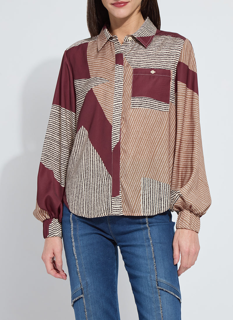 Lysse Anish Elastic Cuff Shirt Blouse in Robust Composition