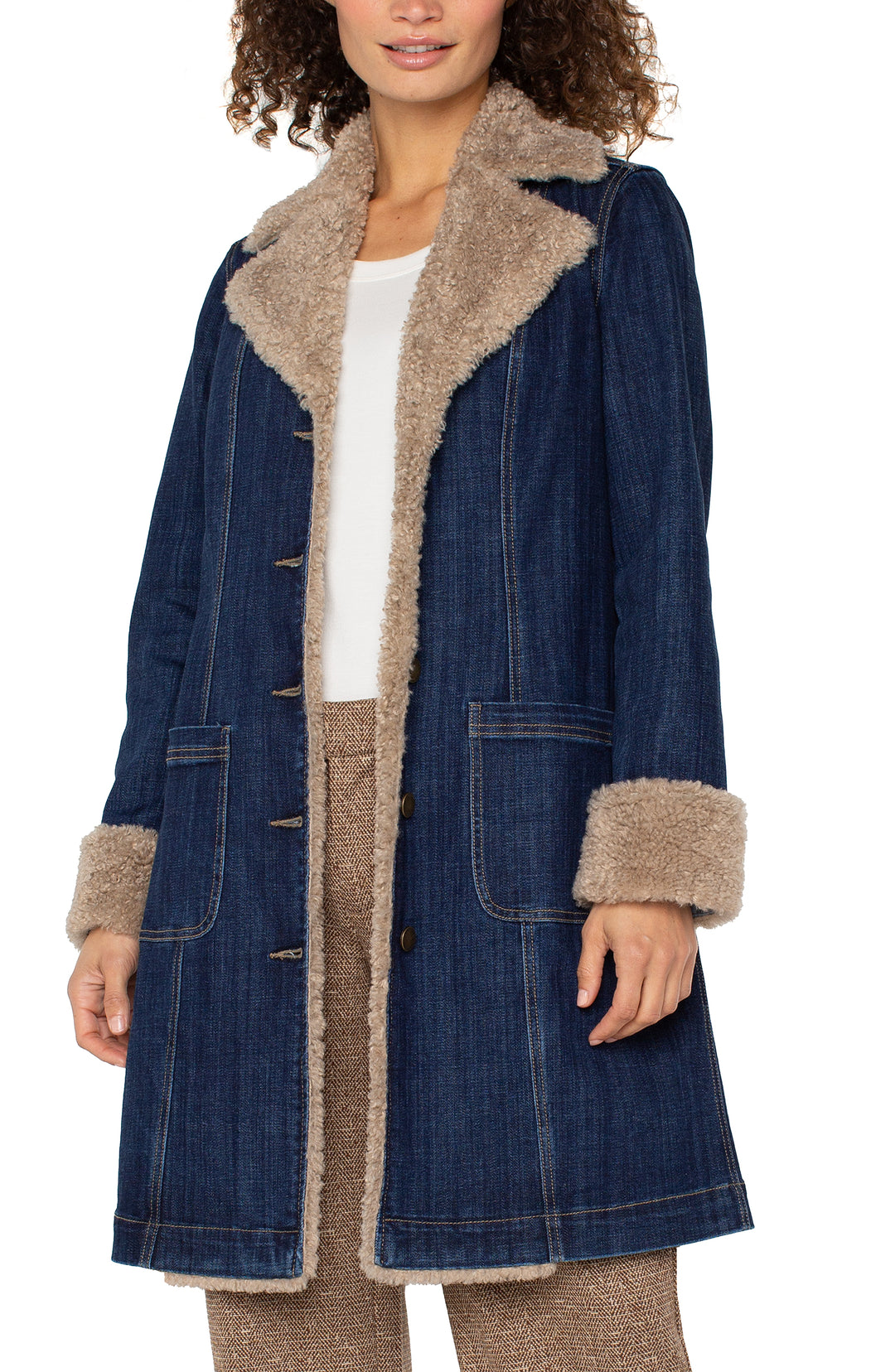 Liverpool Los Angeles Sherpa Trimmed Notch Collar Jacket
