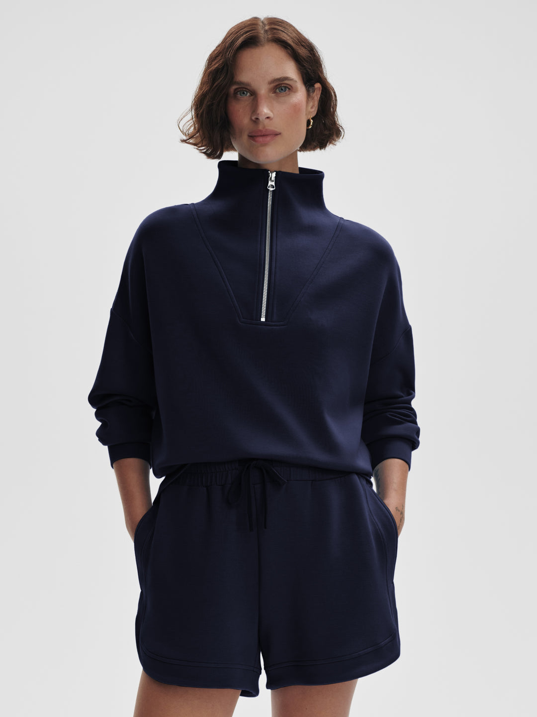Varley Hawley Half-Zip Sweat in Navy