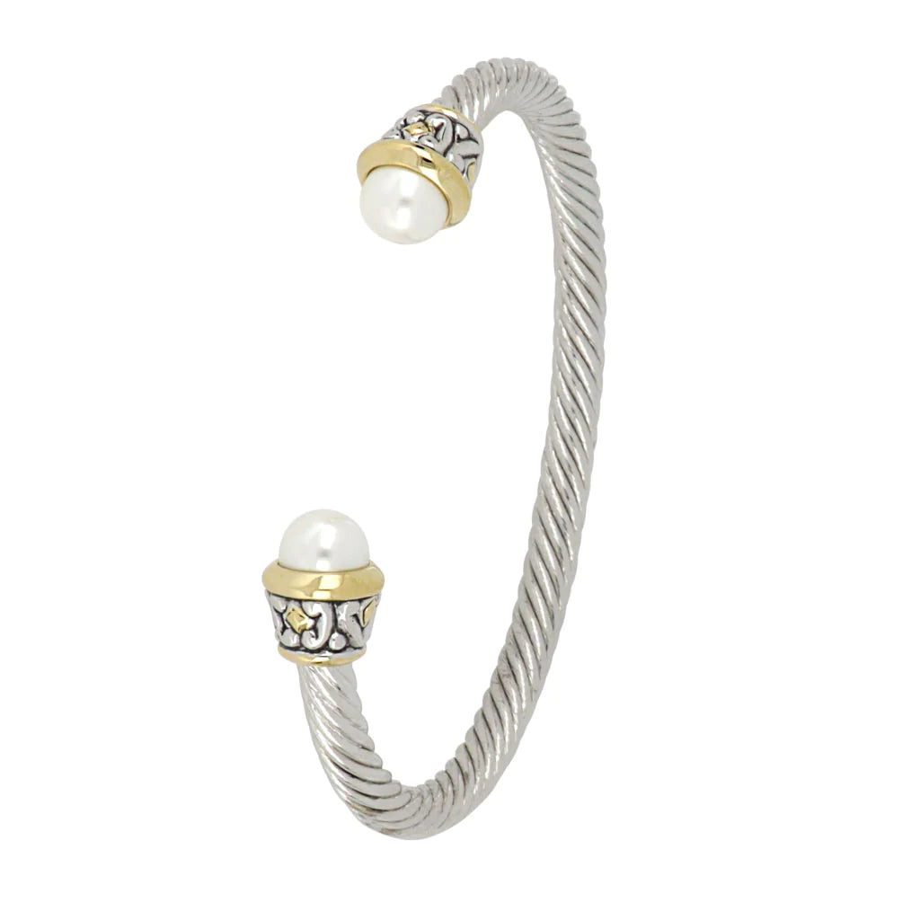 John Medeiros Ocean Images Collection Thin 8mm Pearl Wire Cuff