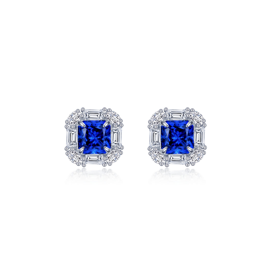 Lafonn Fancy Sapphire Halo Stud Earrings