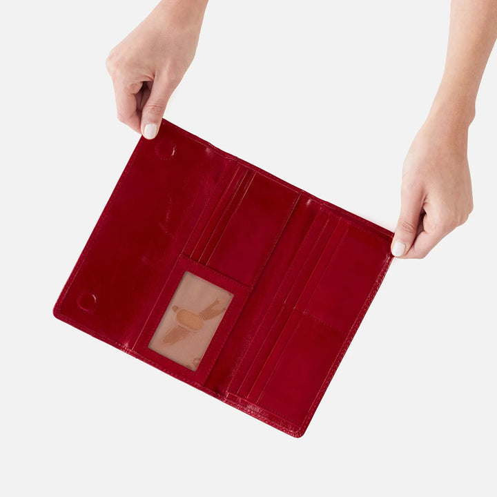 Hobo Jill Large Trifold Wallet in Crimson