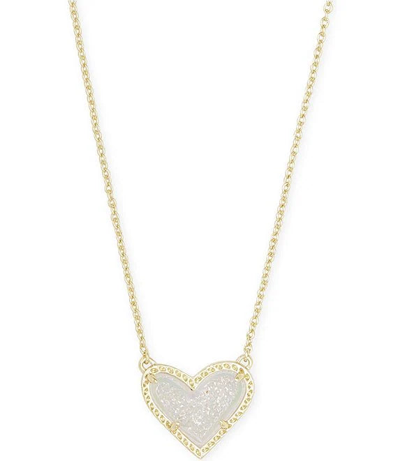 Kendra Scott Ari Heart Gold Short Pendant Necklace Gold Iridescent Drusy