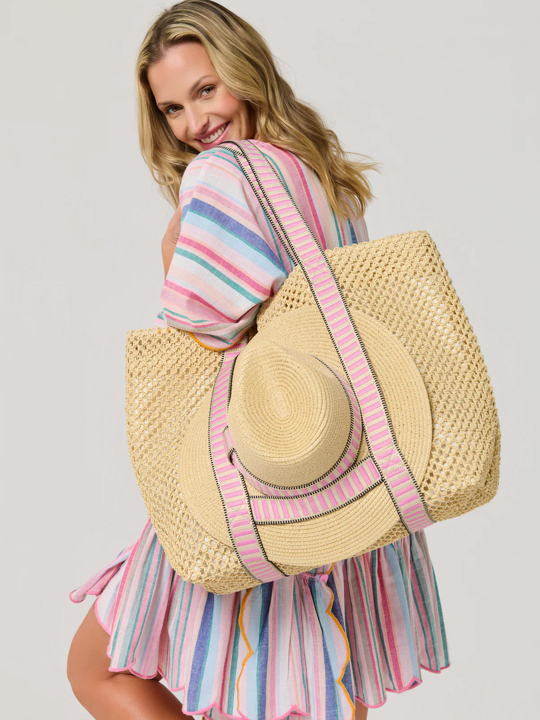 Dorian Tote and Hat Set in Pink