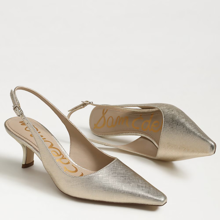 Sam Edelman Bianka Slingback Pump in Gold Leaf Faux Leather