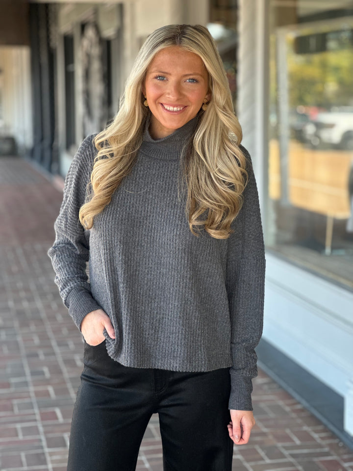 Michael Stars Wynn Mock Neck Sweater in Charcoal