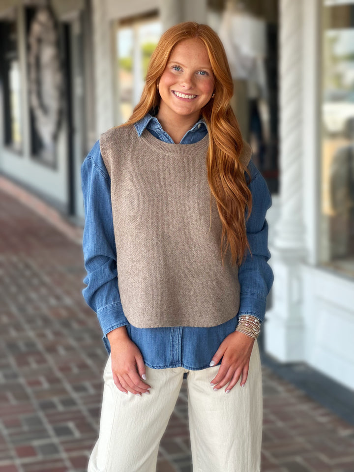 Better Together Brown Sleeveless Sweater