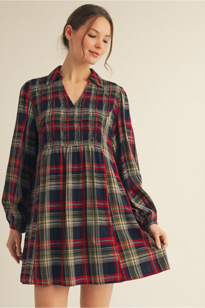 Let's Keep Moving Plaid Dress