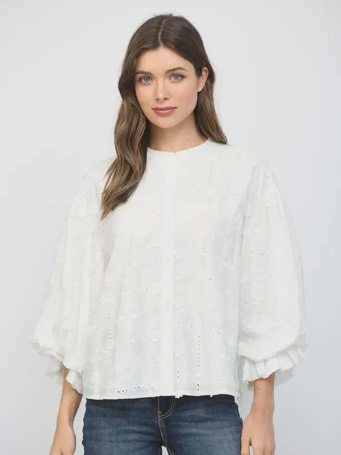 Simple Times White Floral Top