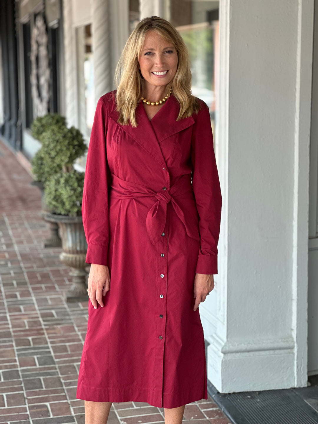 Finley Shirts Midi Hughie Dress in Weathercloth Red