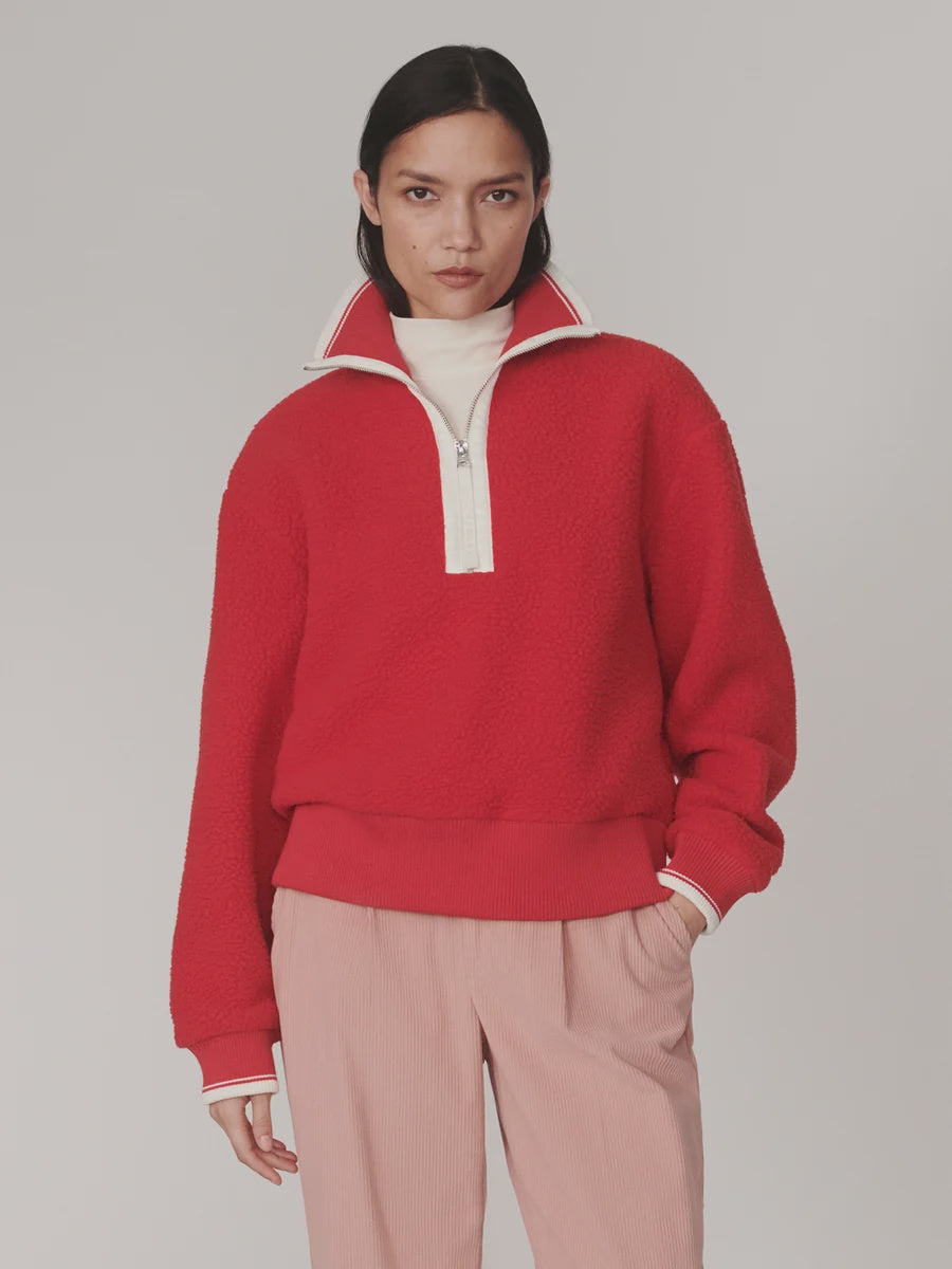 Varley Anika Half-Zip Fleece in Pink Begonia