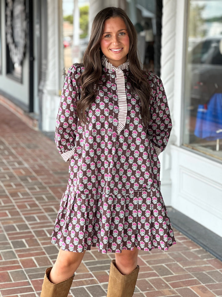 Name It Floral Brown Mini Dress