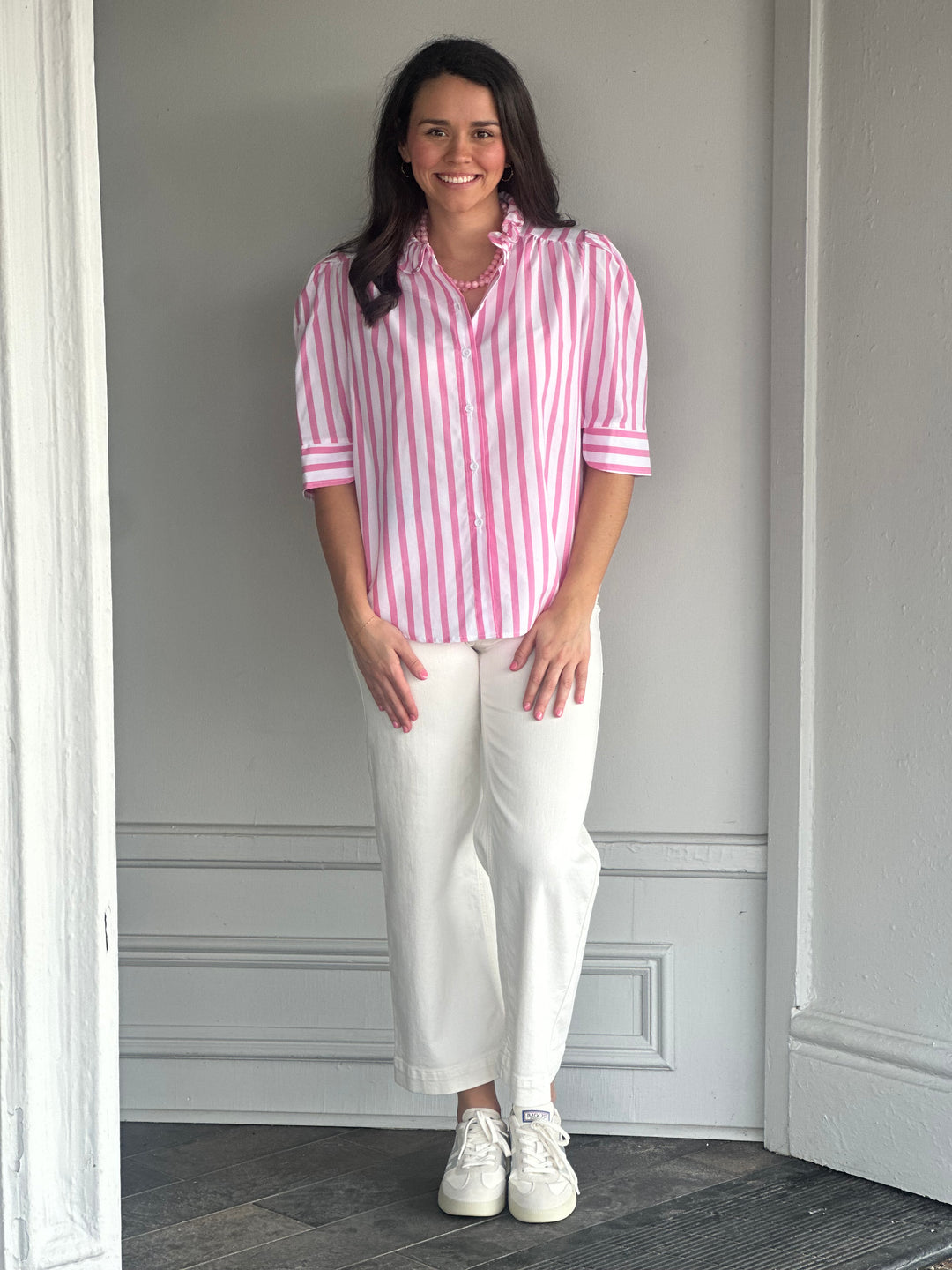 Jodie Top in Pink Ten Stripe
