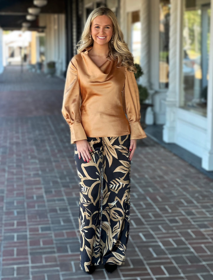Tyler Boe Astrid Charmeuse Top in Champagne