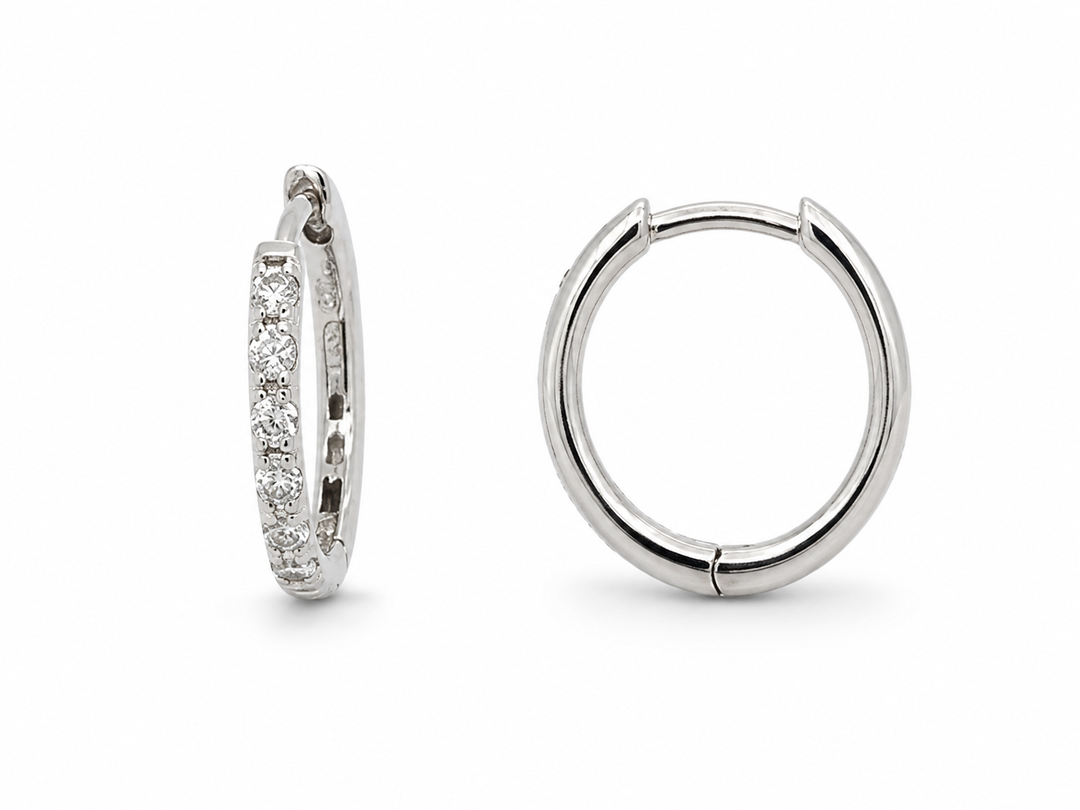 Heera Moti Silver Diamond Huggie