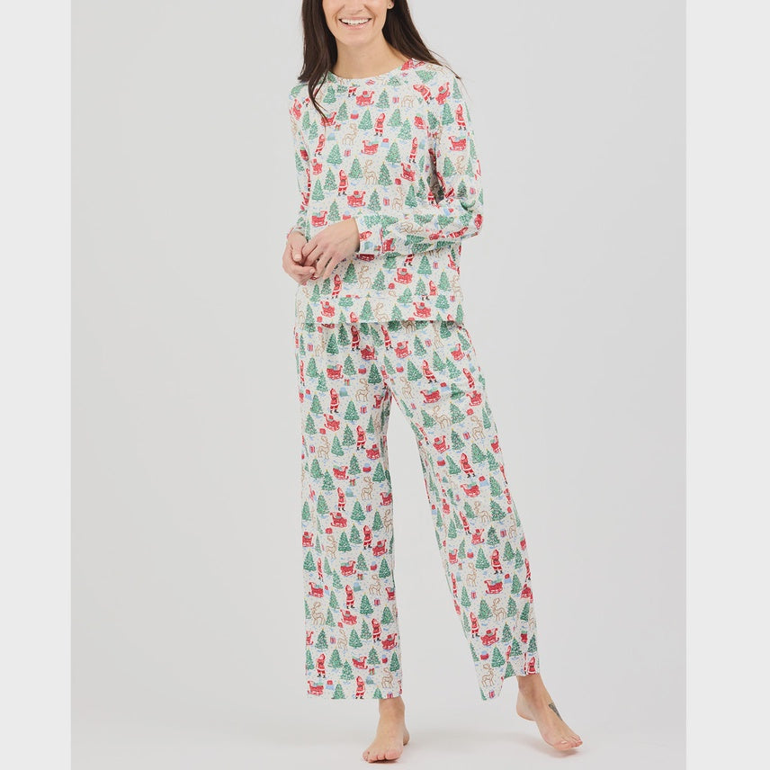 Pj Annie Long Sleeve & Pants Set in Tidings and Toile Multi