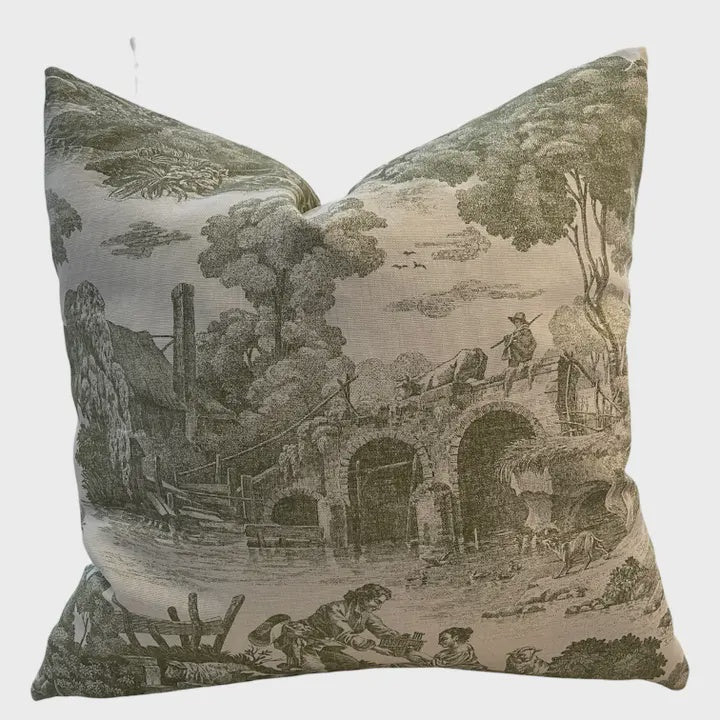 Leeann Toile Throw Pillow with Feather Insert