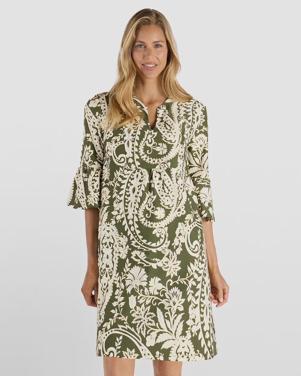 Kerry Dress Gilded Jude Cloth in Wild Paisley Loden Gold