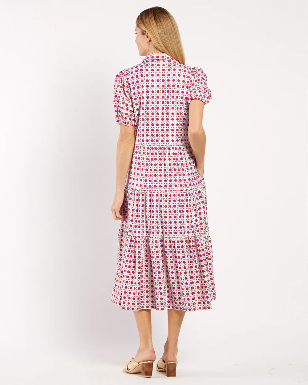 Jude Connally Portia Dress Gilded Jude Cloth in Petite Rattan Raspberry Gold