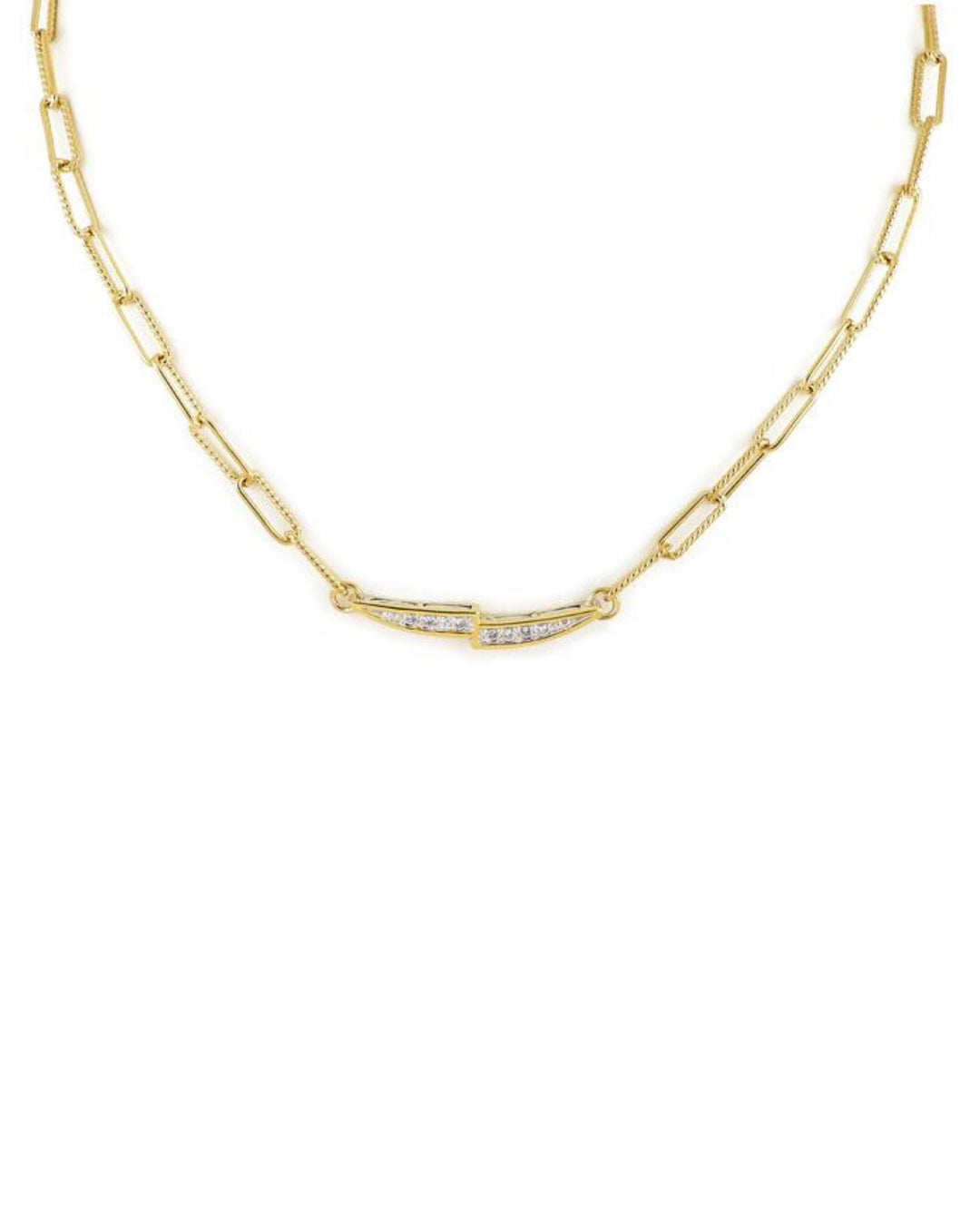 John Medeiros Diamante Necklace Gold Line Pavé Dual Bar