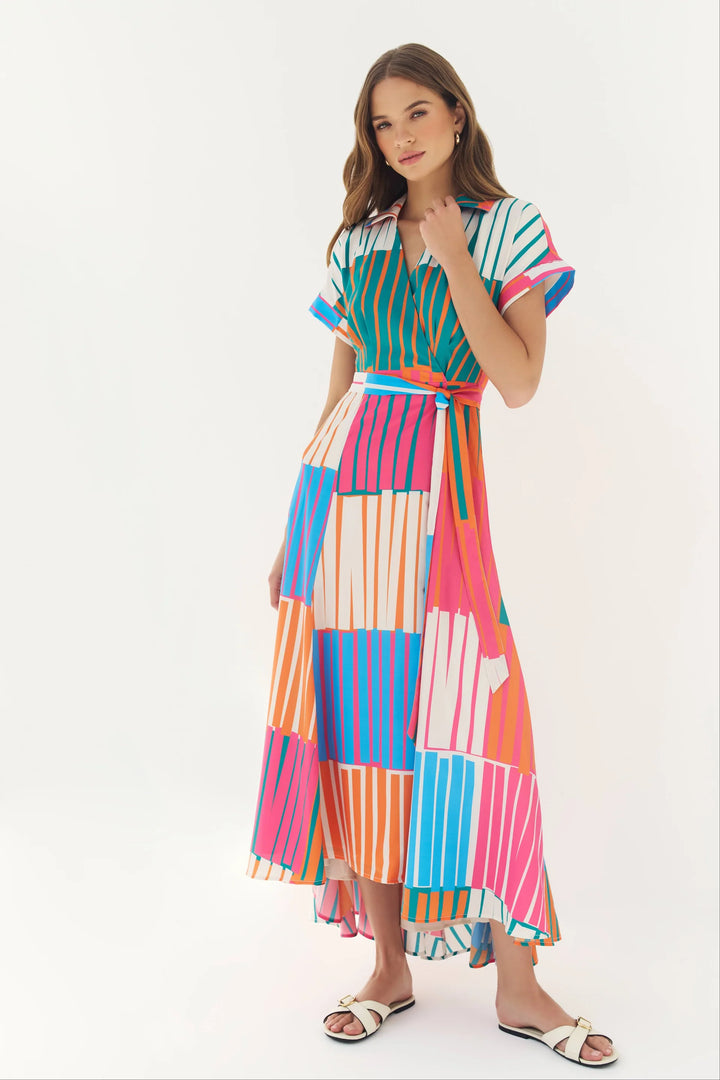 Hutch Johnnie Dress in Multi Playful Stripes
