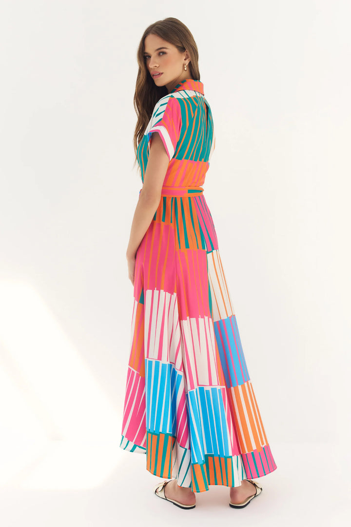 Hutch Johnnie Dress in Multi Playful Stripes