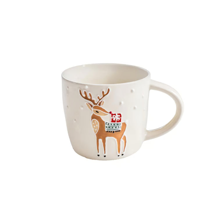 Mary Square Sculpted Mug in Winter Whimsy Reindeer