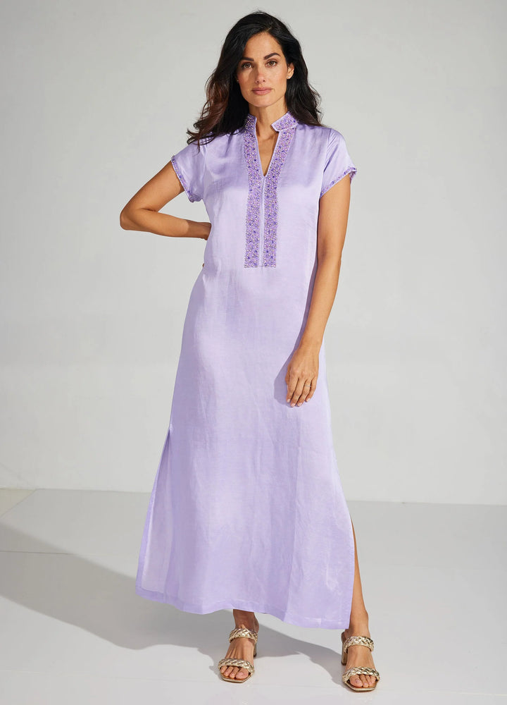 bella tu Meg Cap Sleeve Caftan Dress in Lilac