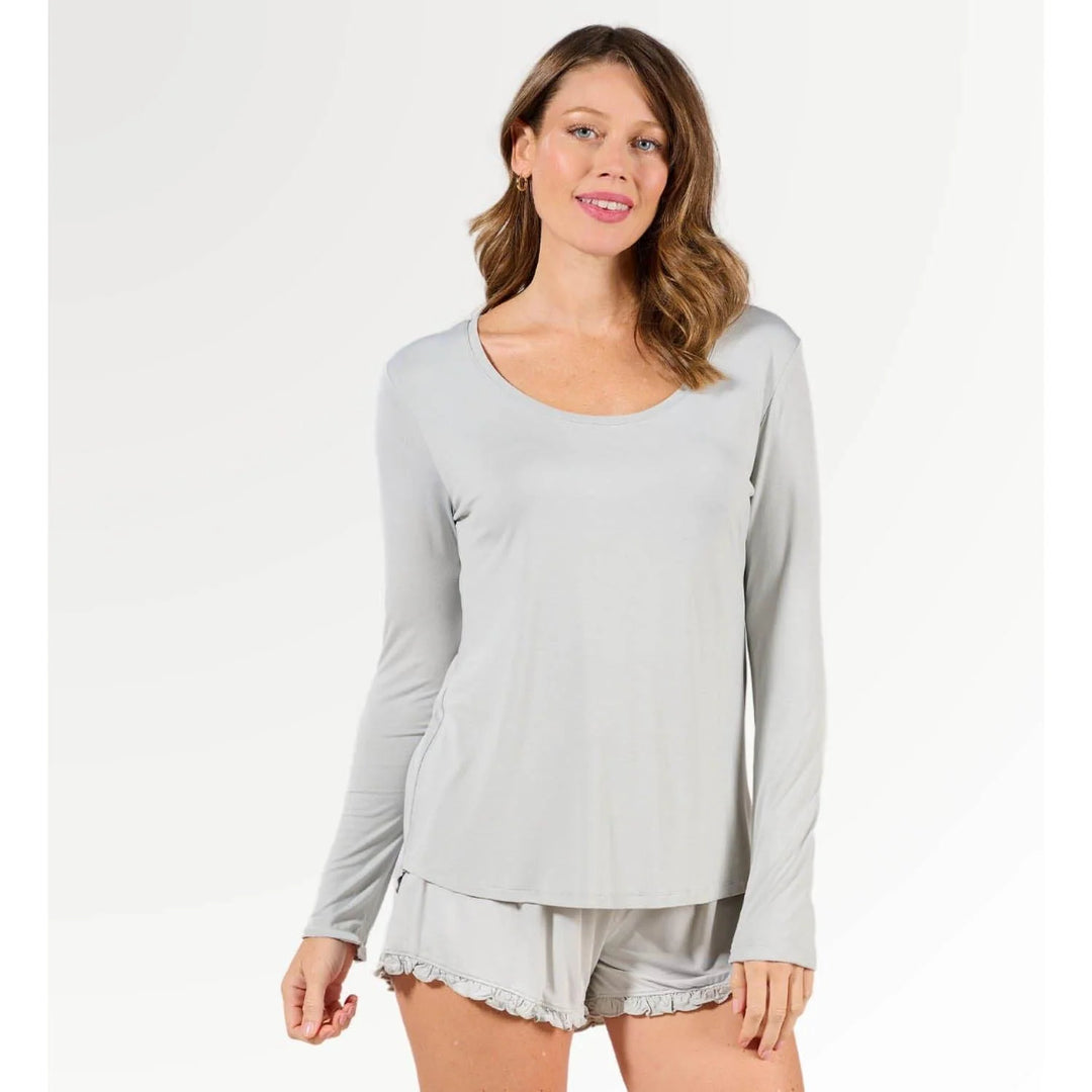 FACEPLANT BAMBOO® LONG SLEEVE PAJAMA SHIRT in Fog