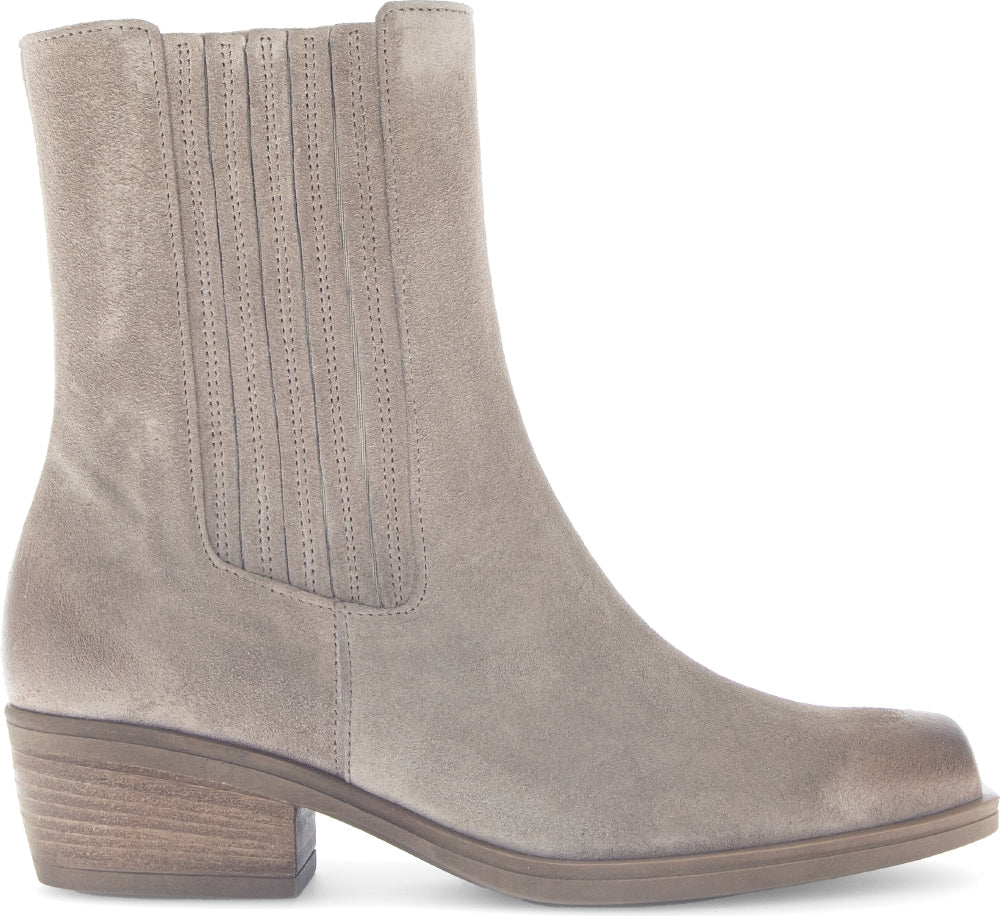 Gray ankle boot on a white background