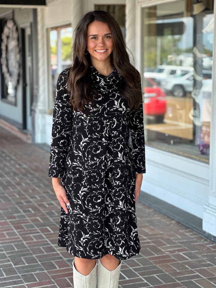 Habitat Jacquard Scroll Pleat Front Dress in Dove