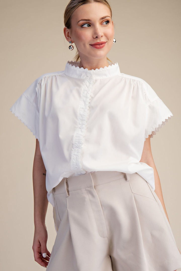 Cap Sleeve Oversized Top in Ivory