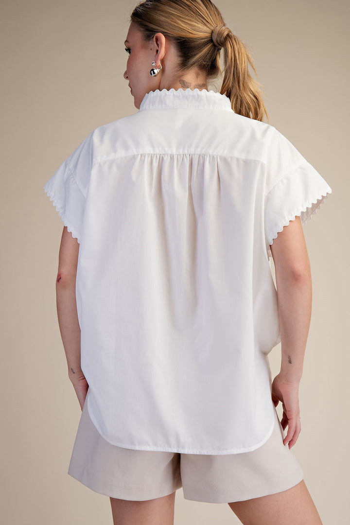 Cap Sleeve Oversized Top in Ivory