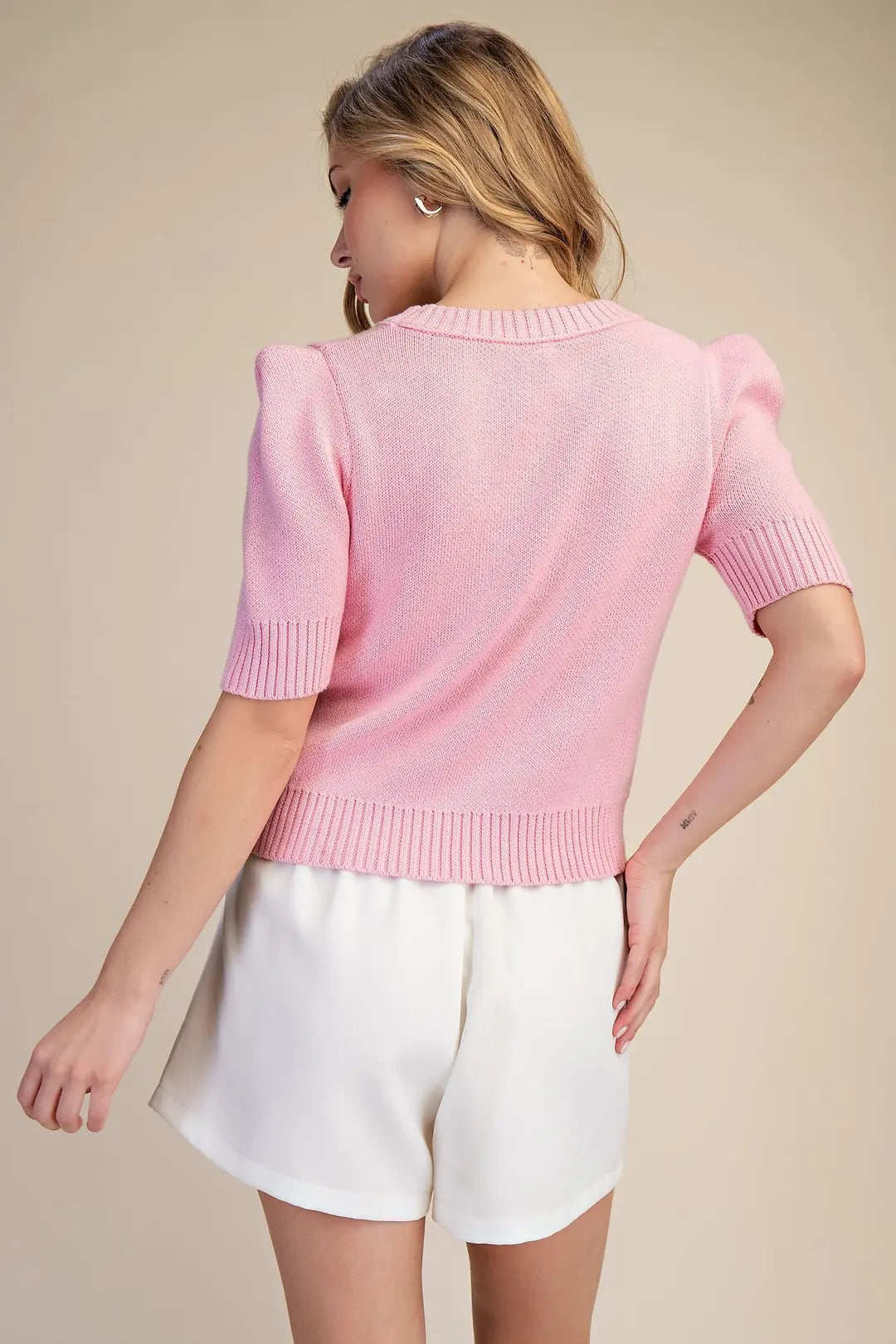 Light Pink Short Sleeve Sweater