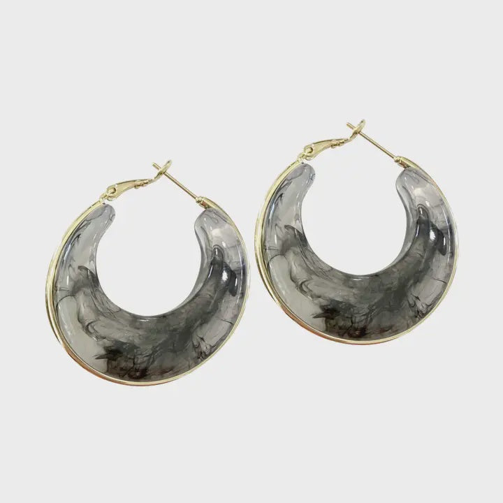 Kansas Charcoal Hoop Earring