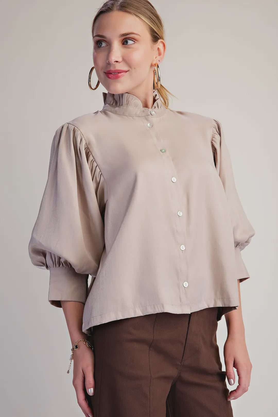Straight To The Point Taupe Top