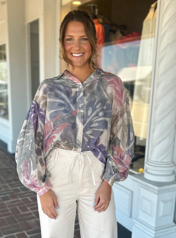 Lola +  Sophie Palm Leave Voile Shirt