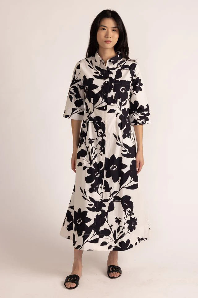 Thomas & Lourdes Justine Dress in Black/Cream Floral