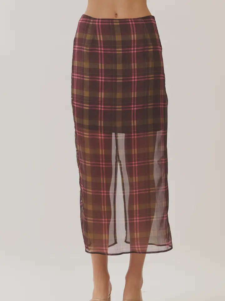 In Time Plaid Maxi Skirt