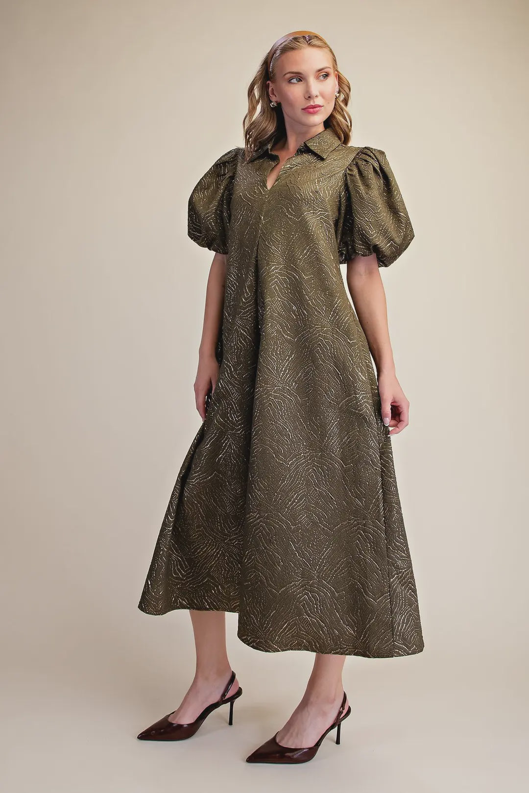 Stood My Ground Olive Green Midi Dress