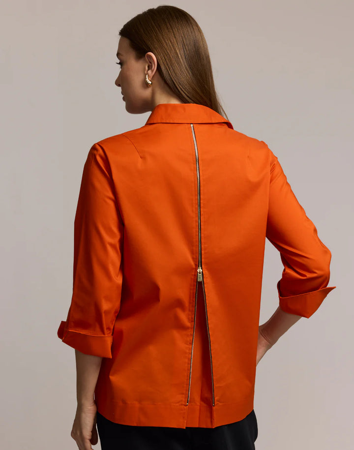 Hinson Wu Xena 3/4 Sleeve Zip Back Shirt in Spice