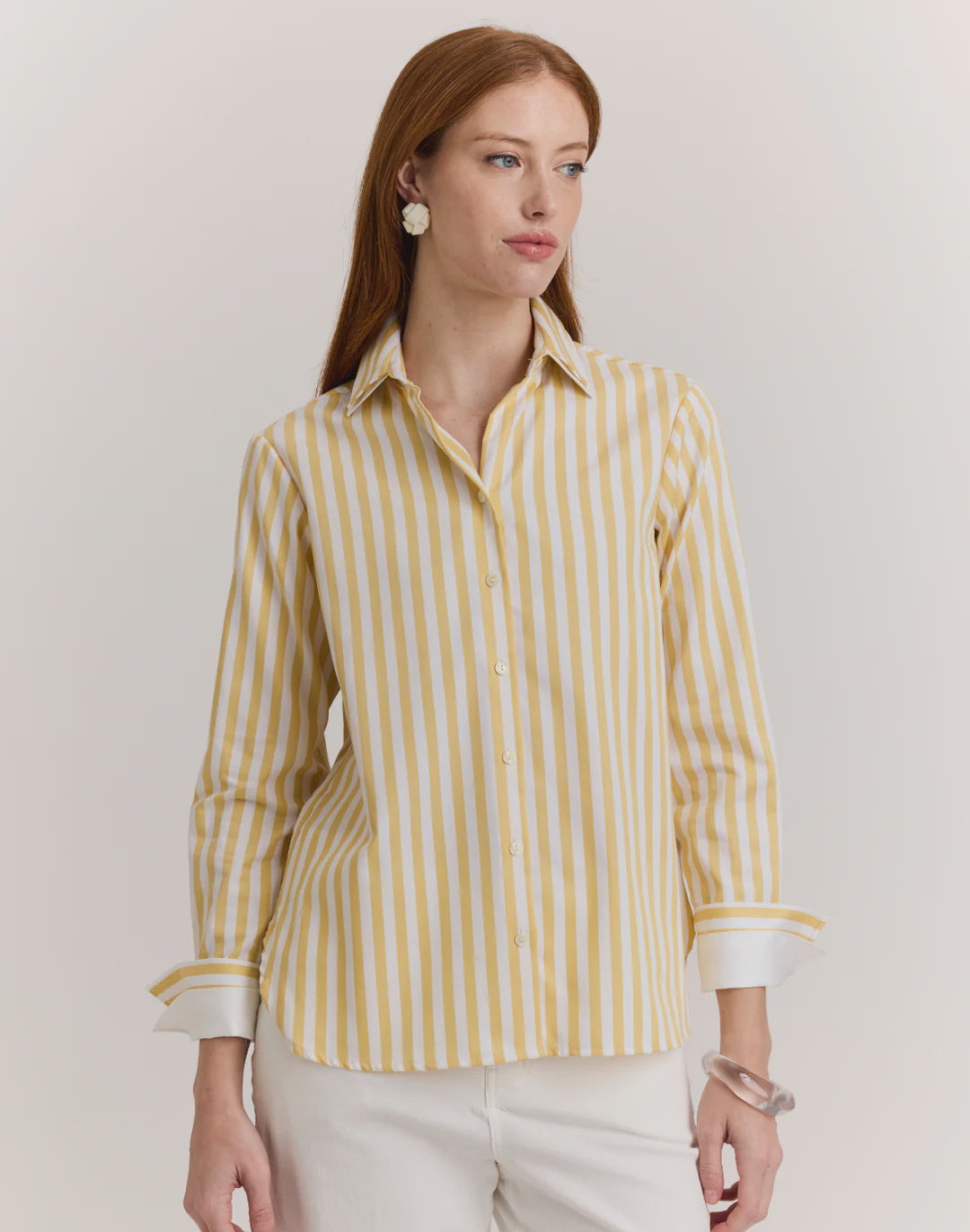 Hinson Wu Margot Long Sleeve Stripe Shirt in Buttercup Yellow Hinson Wu Margot Long Sleeve Stripe Shirt in Buttercup Yellow