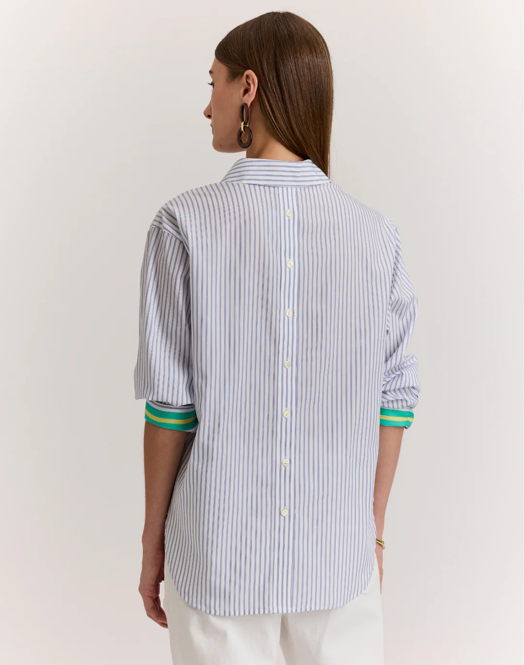 Hinson Wu Juliana Long Sleeve Contrast Stripe Shirt