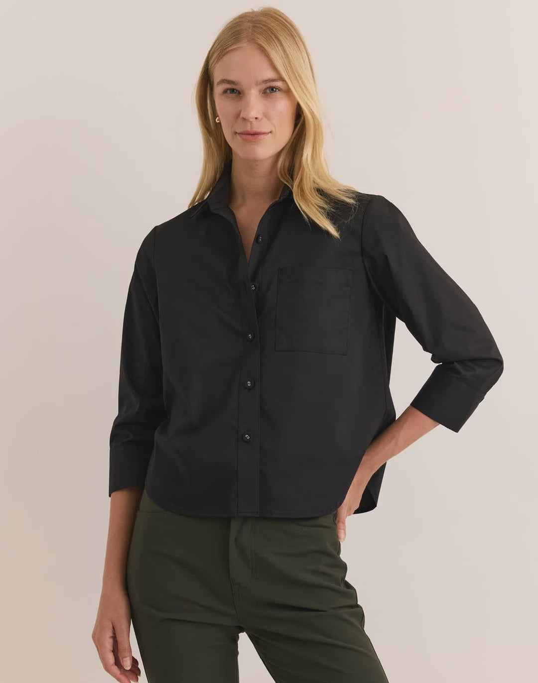 Hinson Wu Venus 3/4 Sleeve Shirt in Black