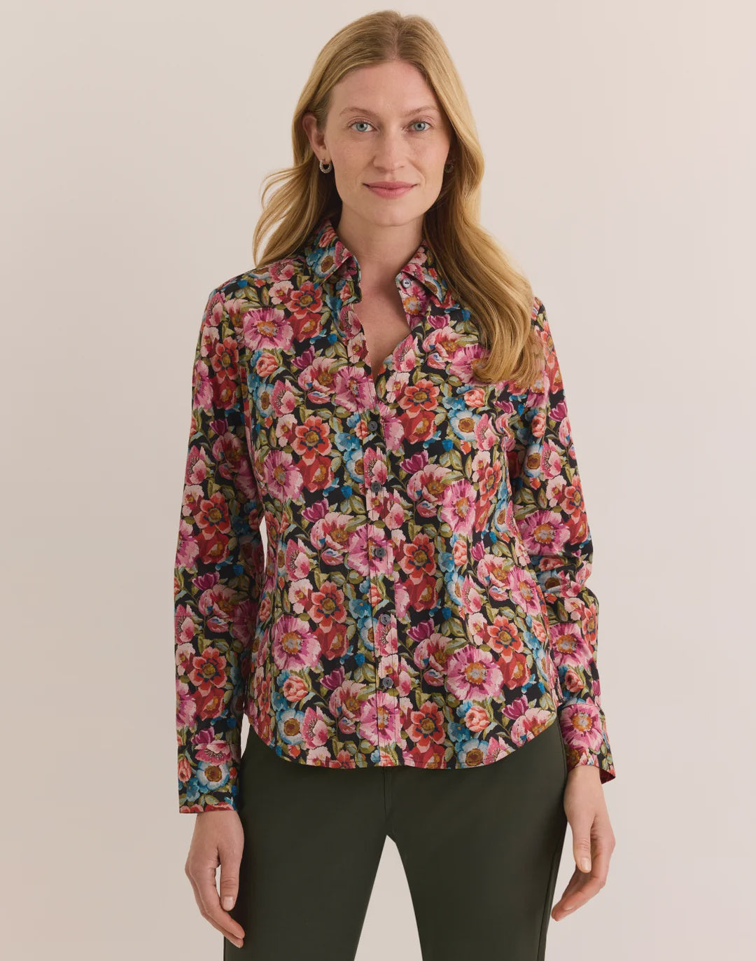 Hinson Wu Clarice Long Sleeve Floral Bouquet Print Shirt
